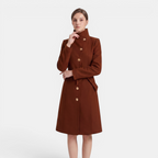 Valeniri | Women's Long Pea Coat Single Breasted Belted Jacket