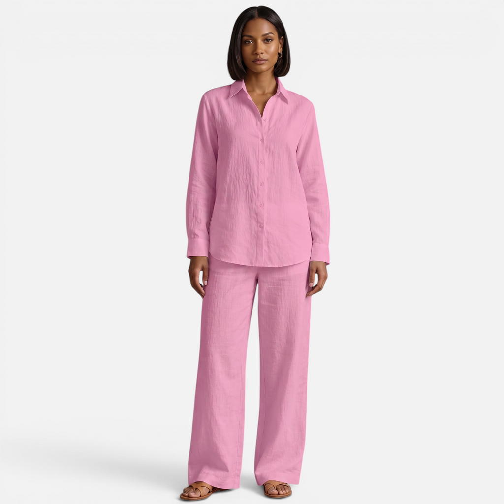 Valeniri | Women's Resort Cotton Linen Top and Pants Set Loose Fit