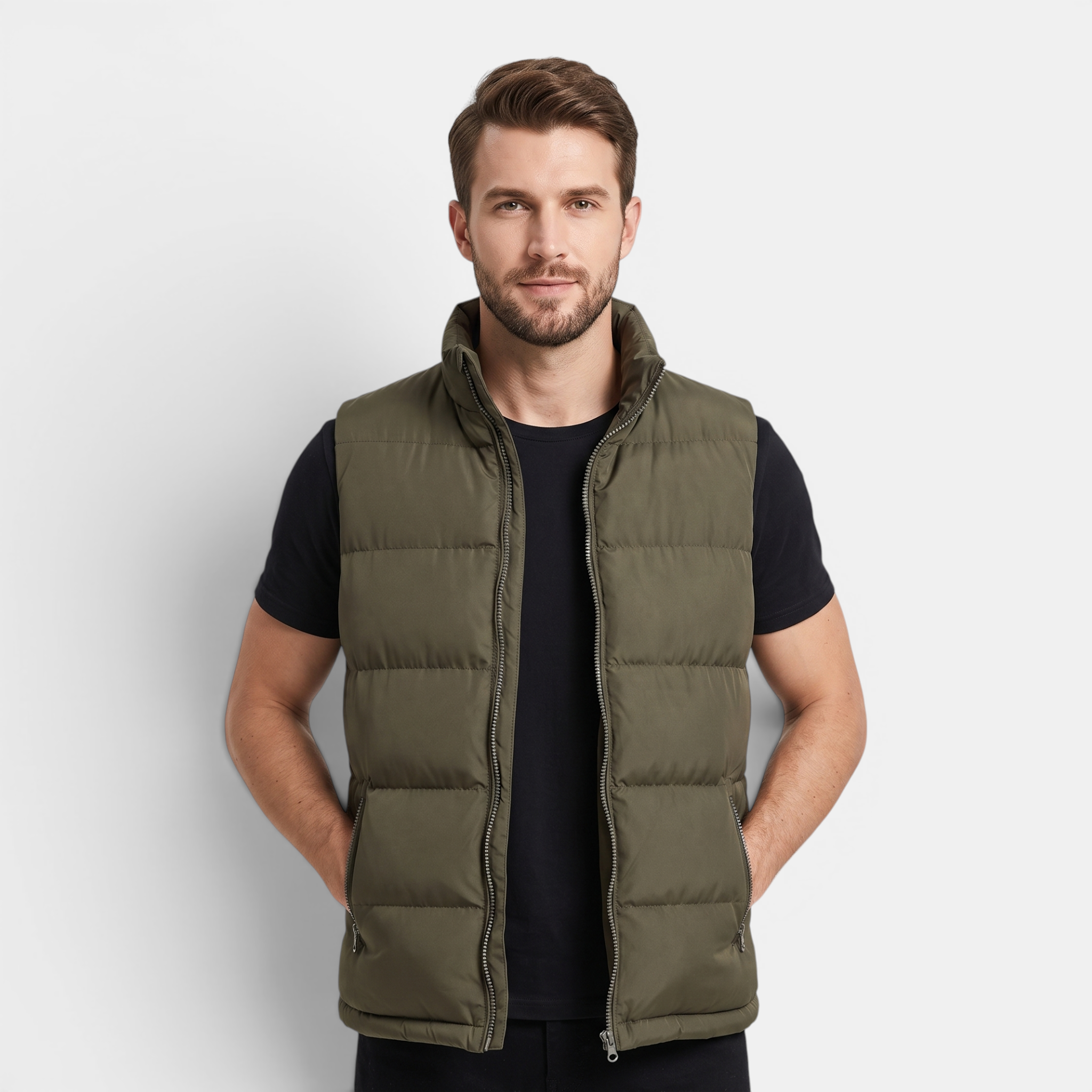 Valeniri | Men's Cotton Padded Vest Lightweight Zip-Up Jacket