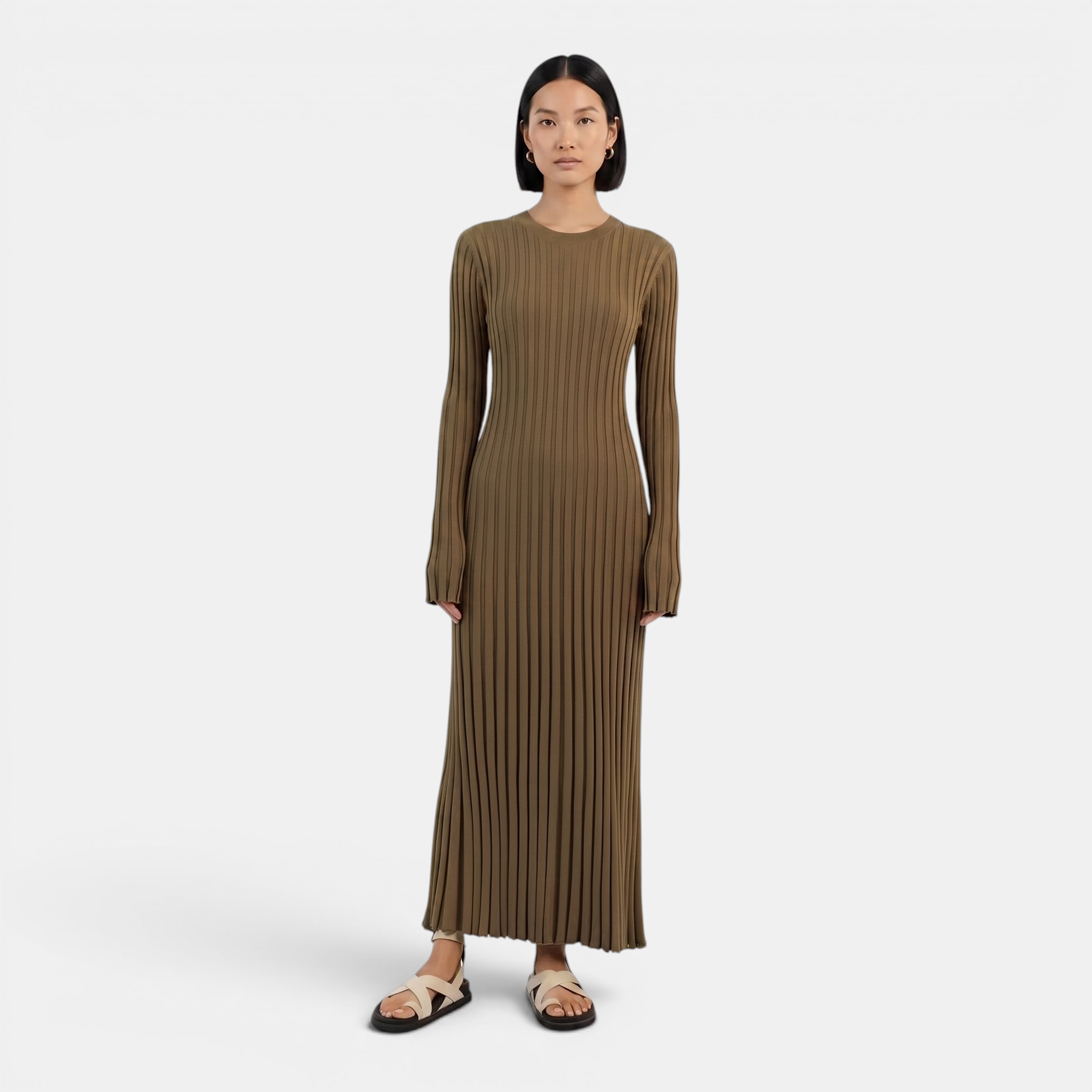 Valeniri | Women’s Comfortable Knit Dress Wool Blend Classic Casual Midi Dress