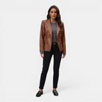 Valeniri | Women's Tailored Blazer Classic Fit Elegant Leather Jacket