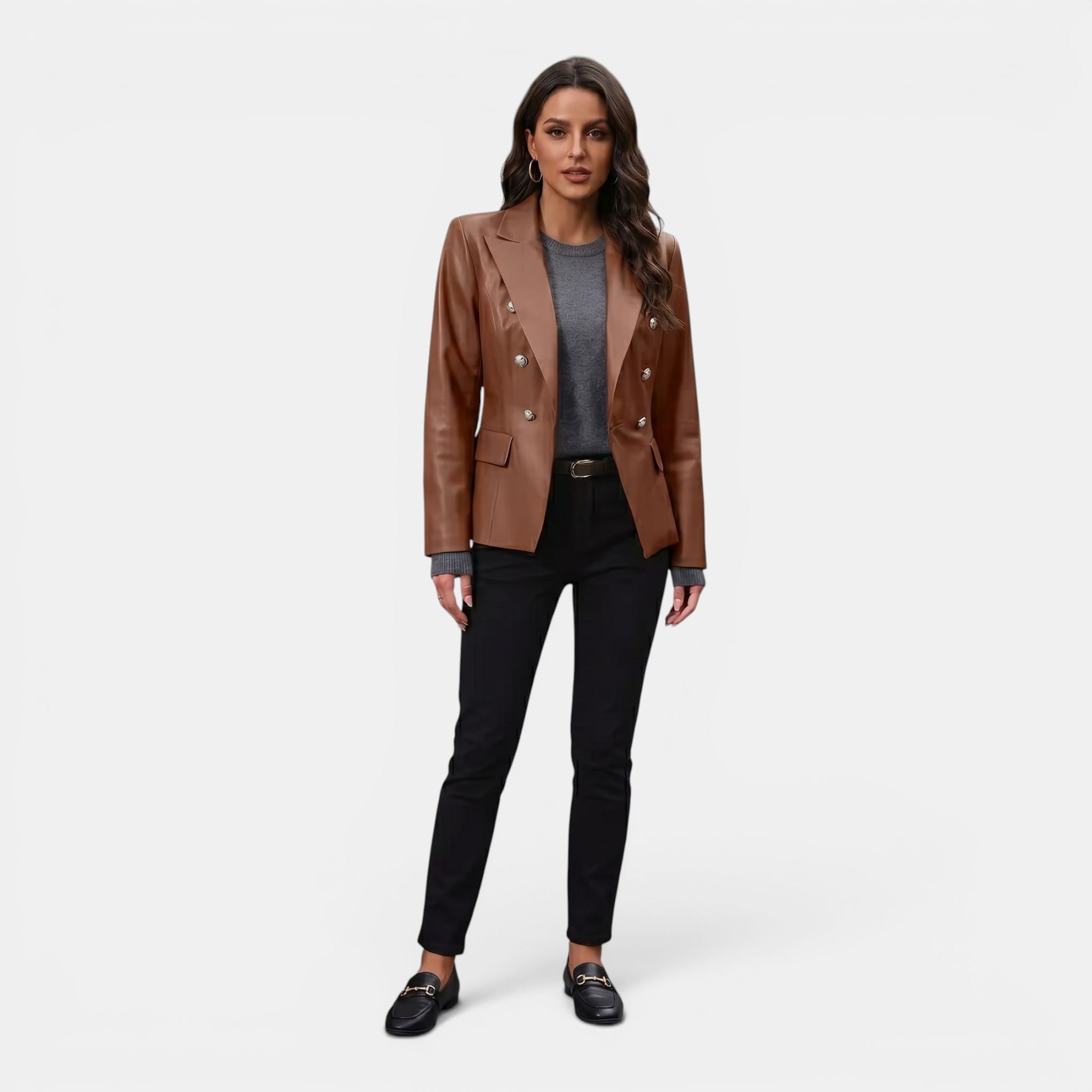 Valeniri | Women's Tailored Blazer Classic Fit Elegant Leather Jacket