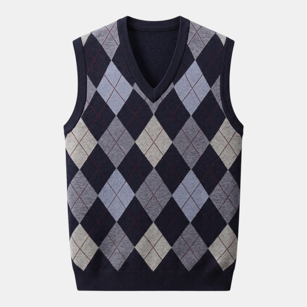 Valeniri | Men's Wool Sweater Vest V-Neck Knit Warm Classic Fit