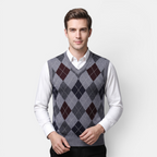 Valeniri | Men's Wool Sweater Vest V-Neck Knit Warm Classic Fit