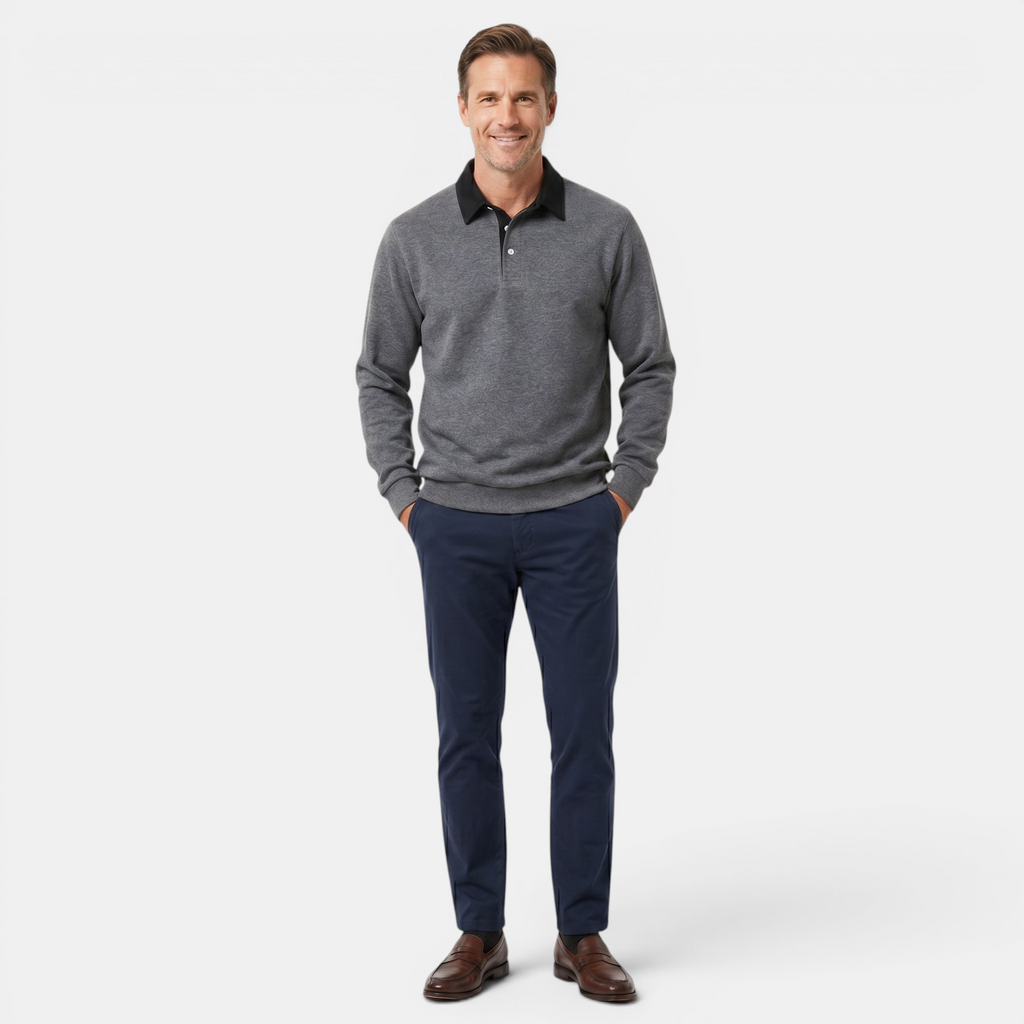 Valeniri | Men’s Long Sleeve Polo Sweater Classic Fit Casual Knit Top
