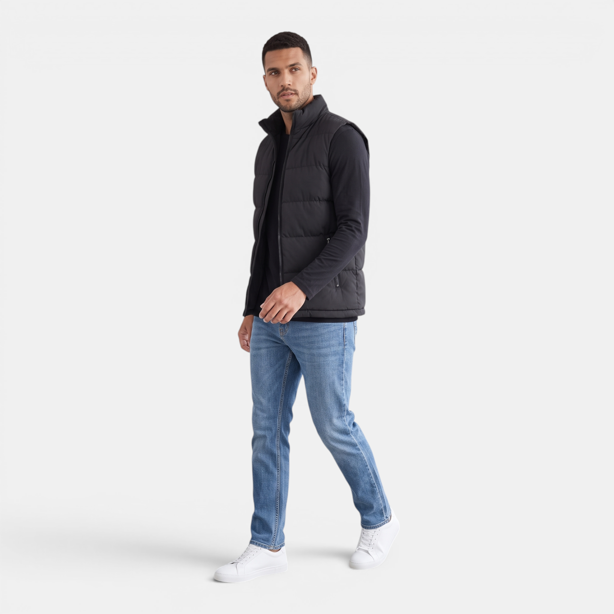 Valeniri | Men's Cotton Padded Vest Lightweight Zip-Up Jacket
