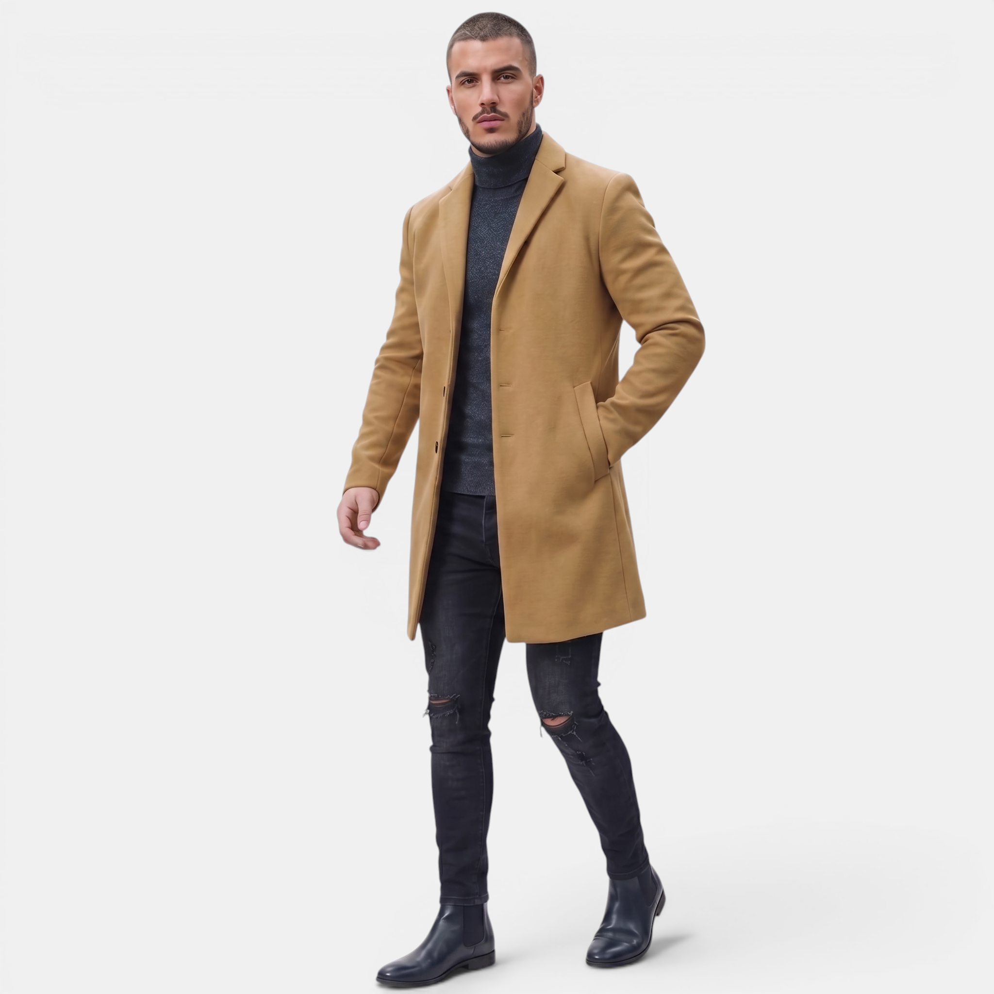 Valeniri | Men’s Tweed Coat Warm Wool Blend Classic Fit Jacket