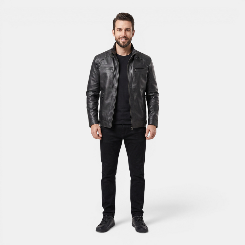 Valeniri | Men's Leather Jacket Classic Fit Premium Everyday Outerwear