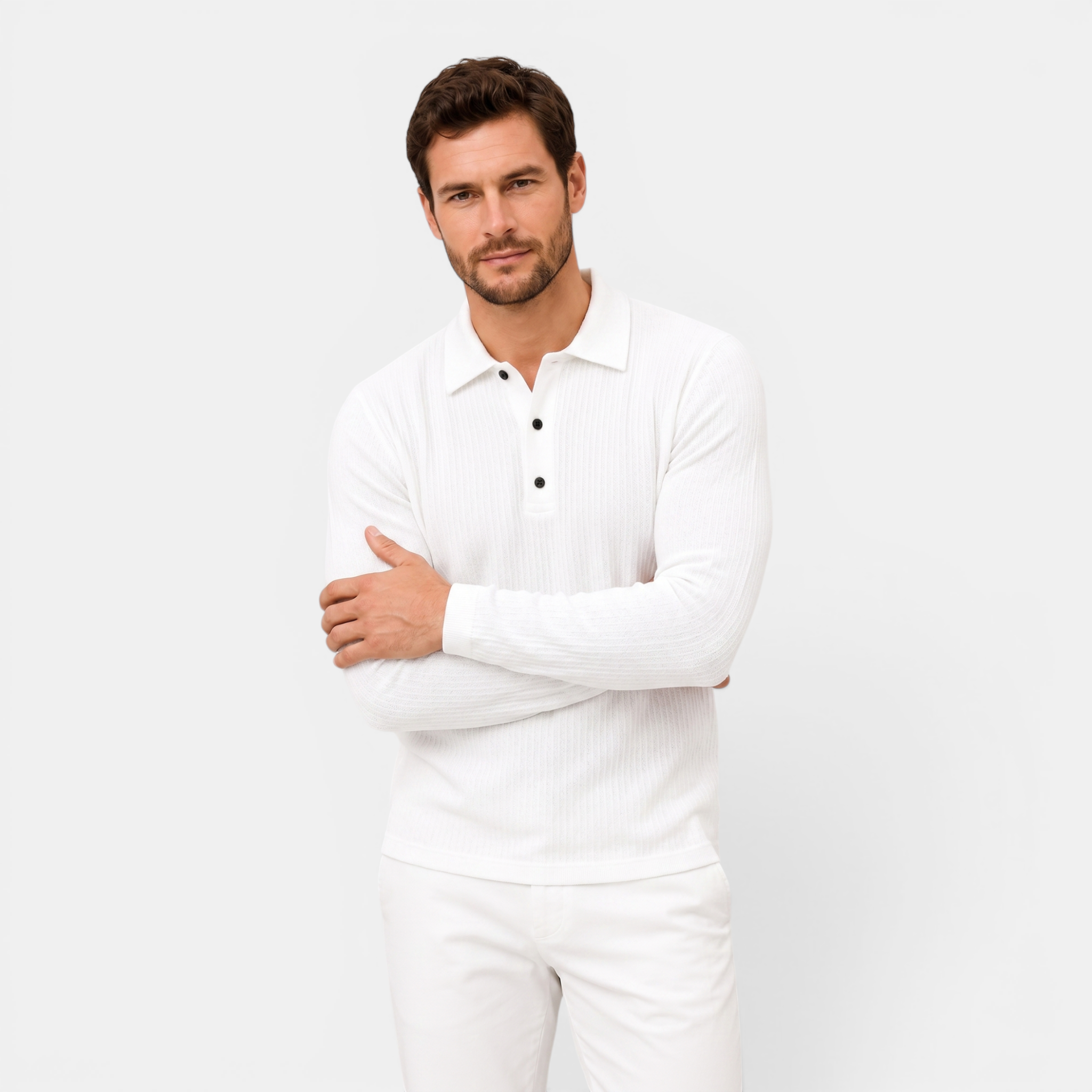 Valeniri | Men's Long Sleeve Polo Shirt – Stand Collar Casual Classic Fit