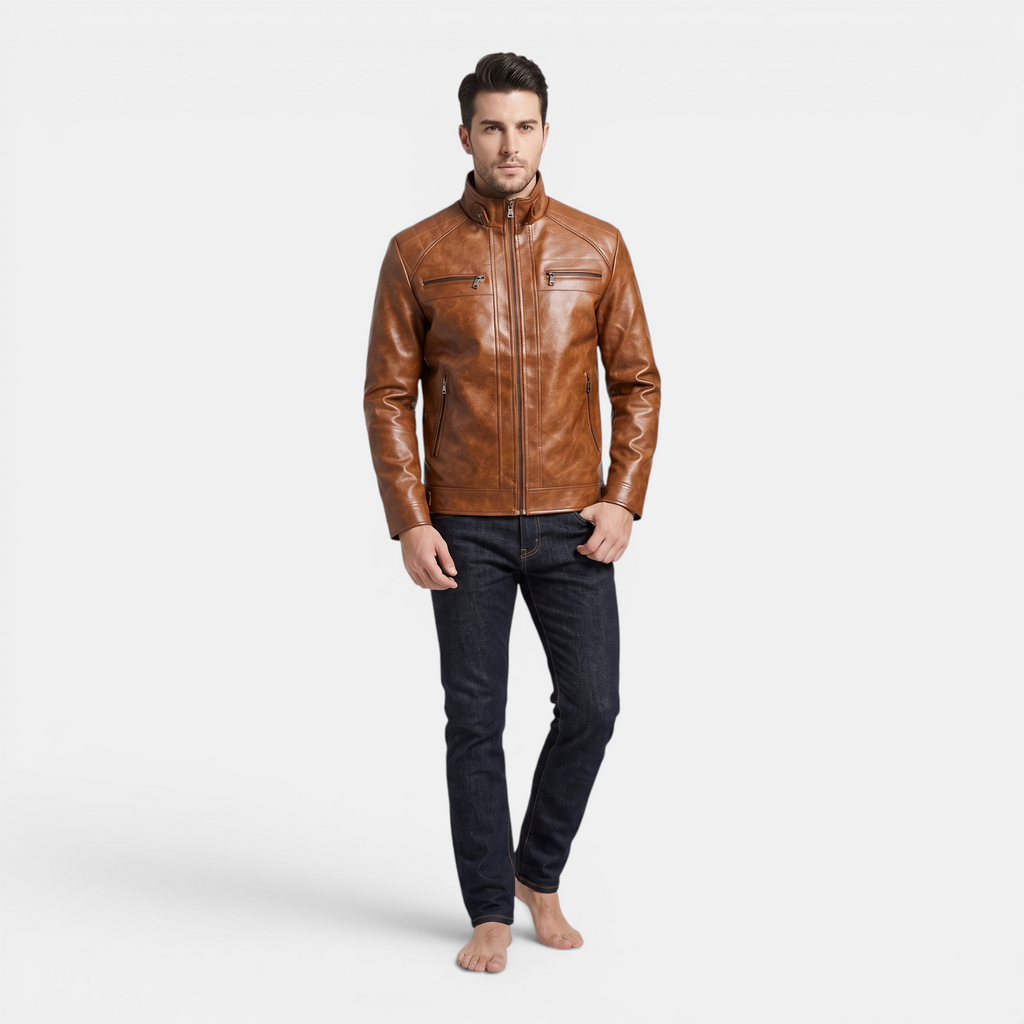 Valeniri | Men's Leather Jacket Classic Fit Premium Everyday Outerwear