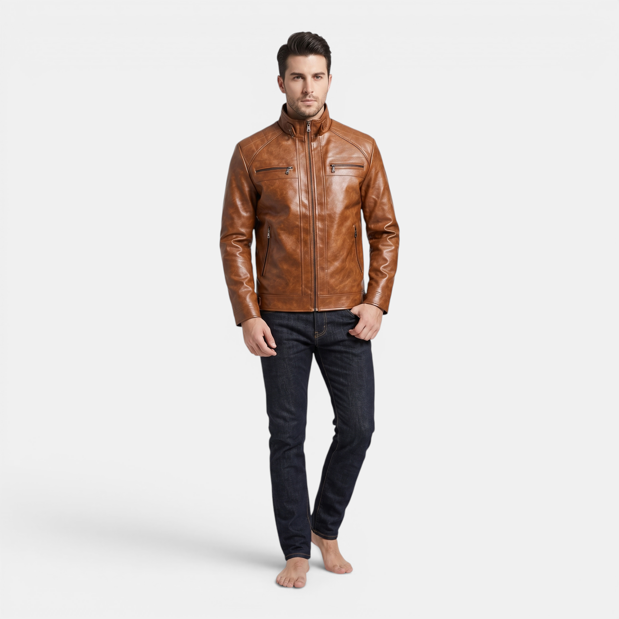 Valeniri | Men's Leather Jacket Classic Fit Premium Everyday Outerwear