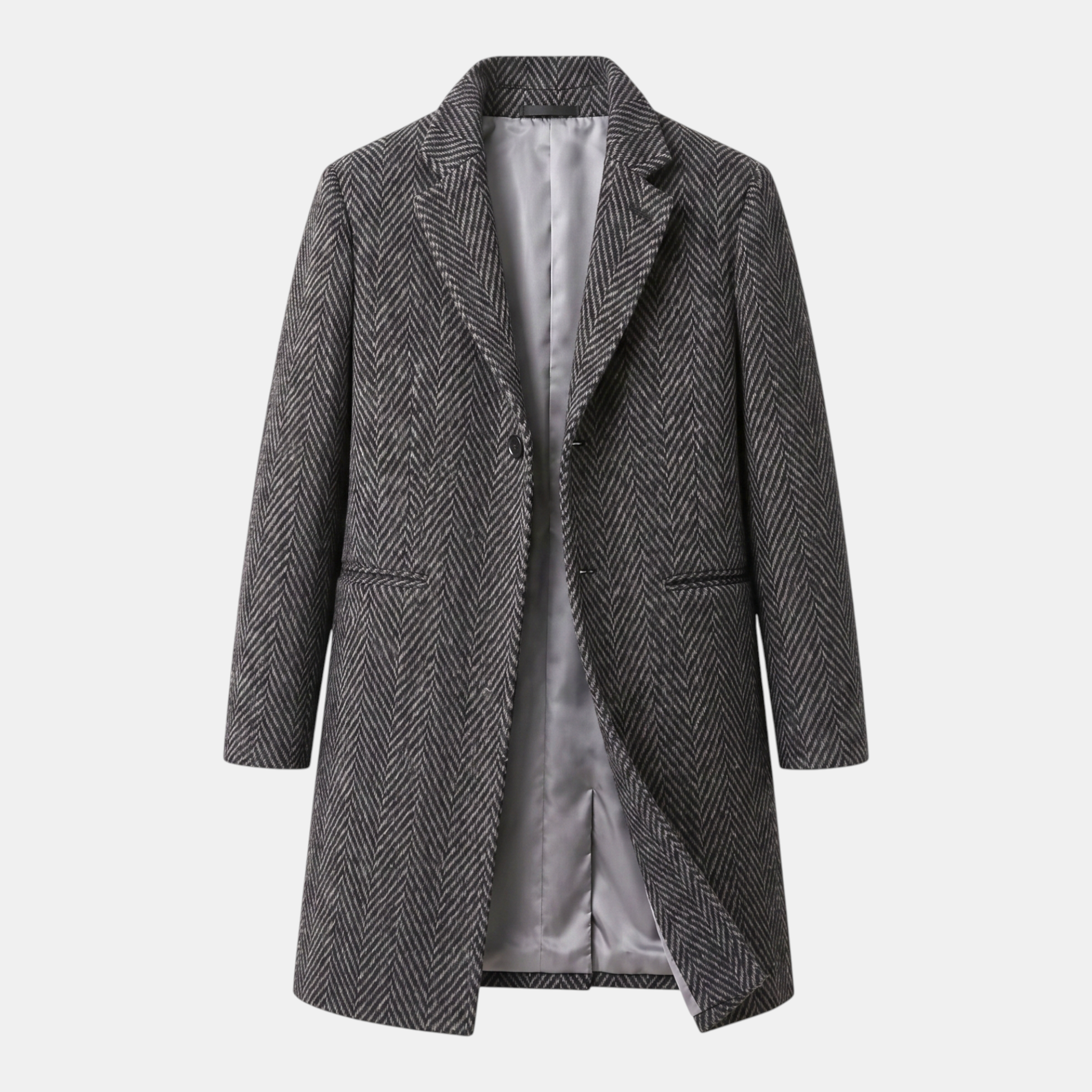 Valeniri | Men's Herringbone Wool Blend Trench Coat Classic Mid Length