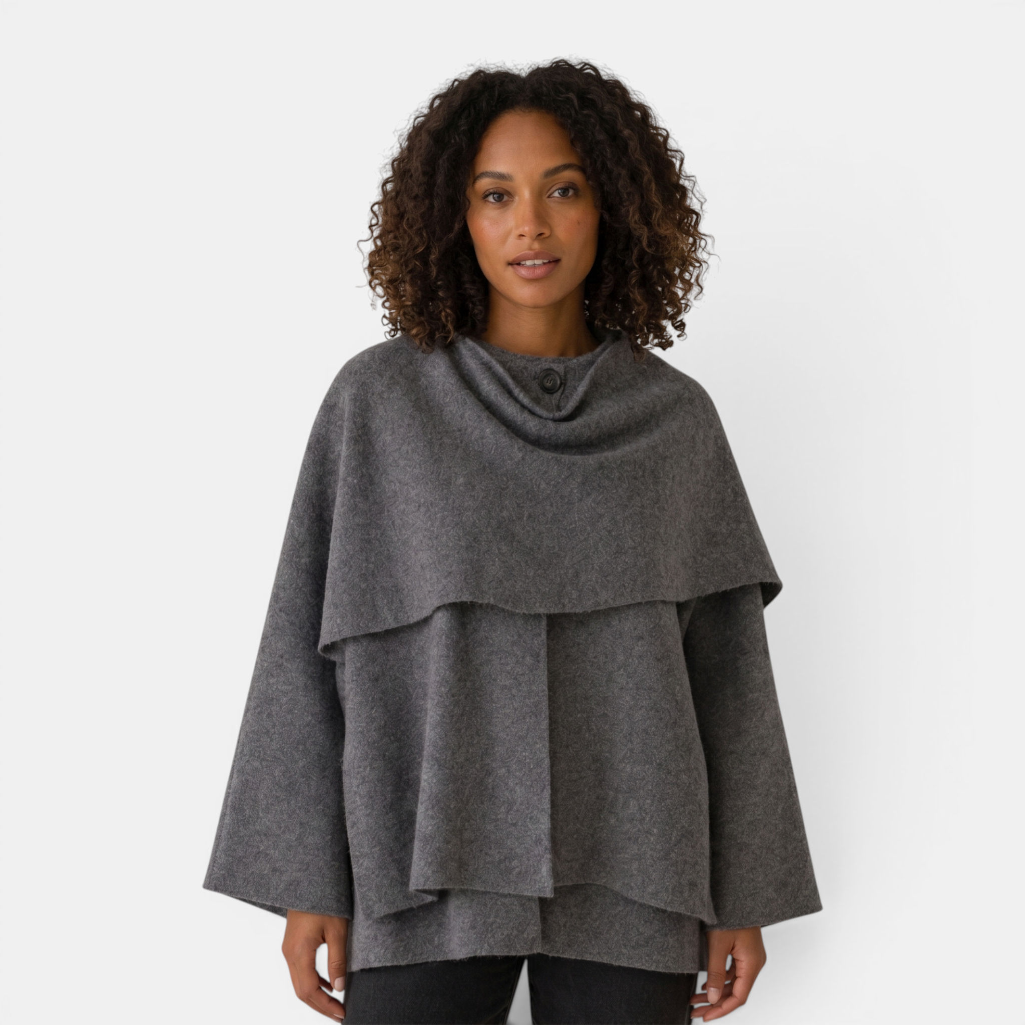 Valeniri | Women's Knit Coat with Built-In Scarf Classic Cardigan Style