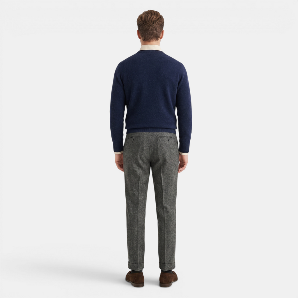 Valeniri | Men’s Winter Wool Pants Herringbone Classic Fit Formal Trousers