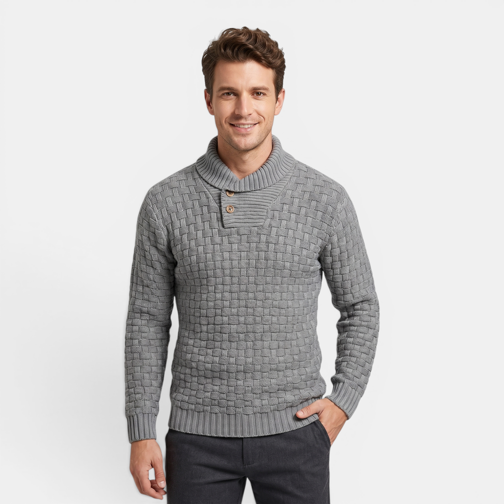 Valeniri | Men's Long Sleeve Collared Sweater Knit Slim Fit Casual Wear
