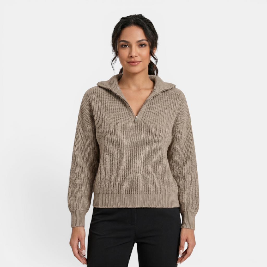 Valeniri | Women's Quarter Zip Knit Sweater Loose Fit Long Sleeve