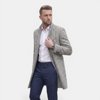 Valeniri | Men's Herringbone Wool Blend Trench Coat Classic Mid Length