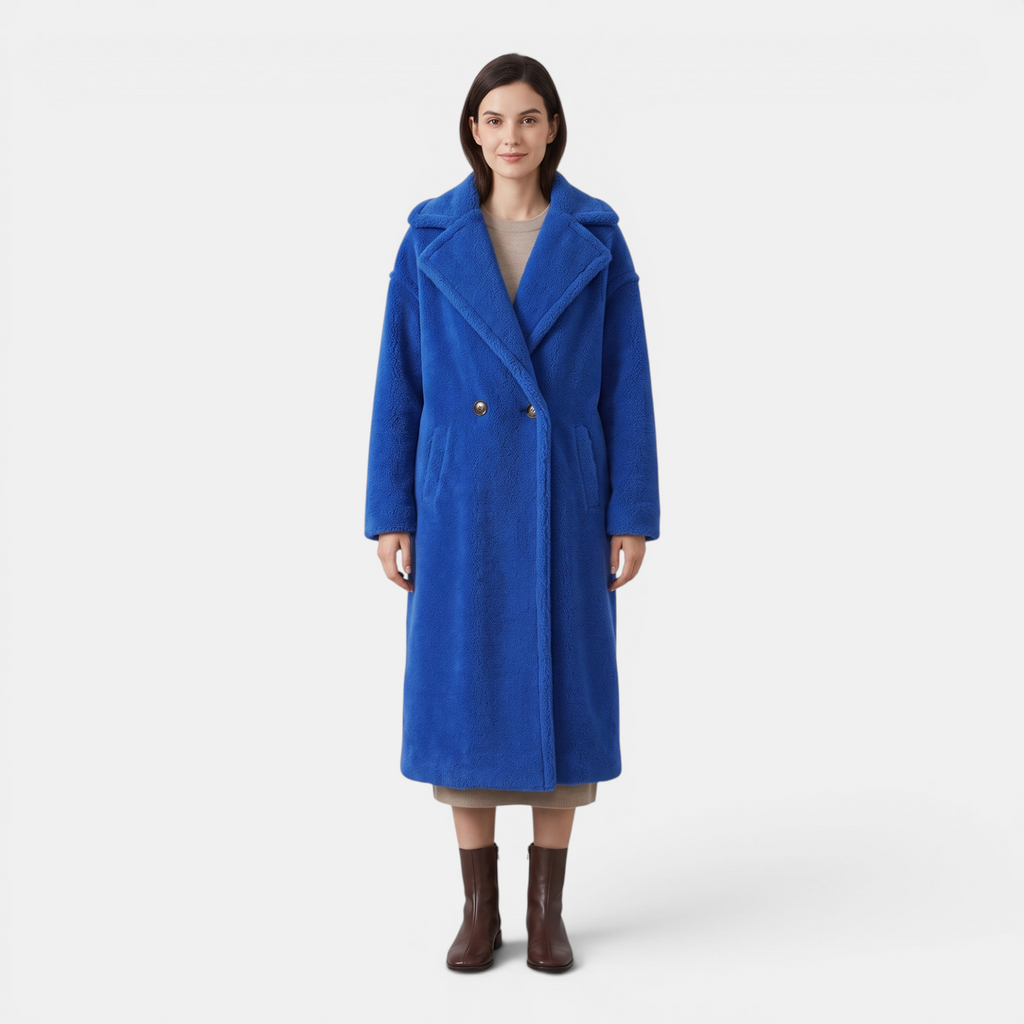 Valeniri | Women's Lamb Fur Trench Coat – Warm Mid-Length Winter Outerwear