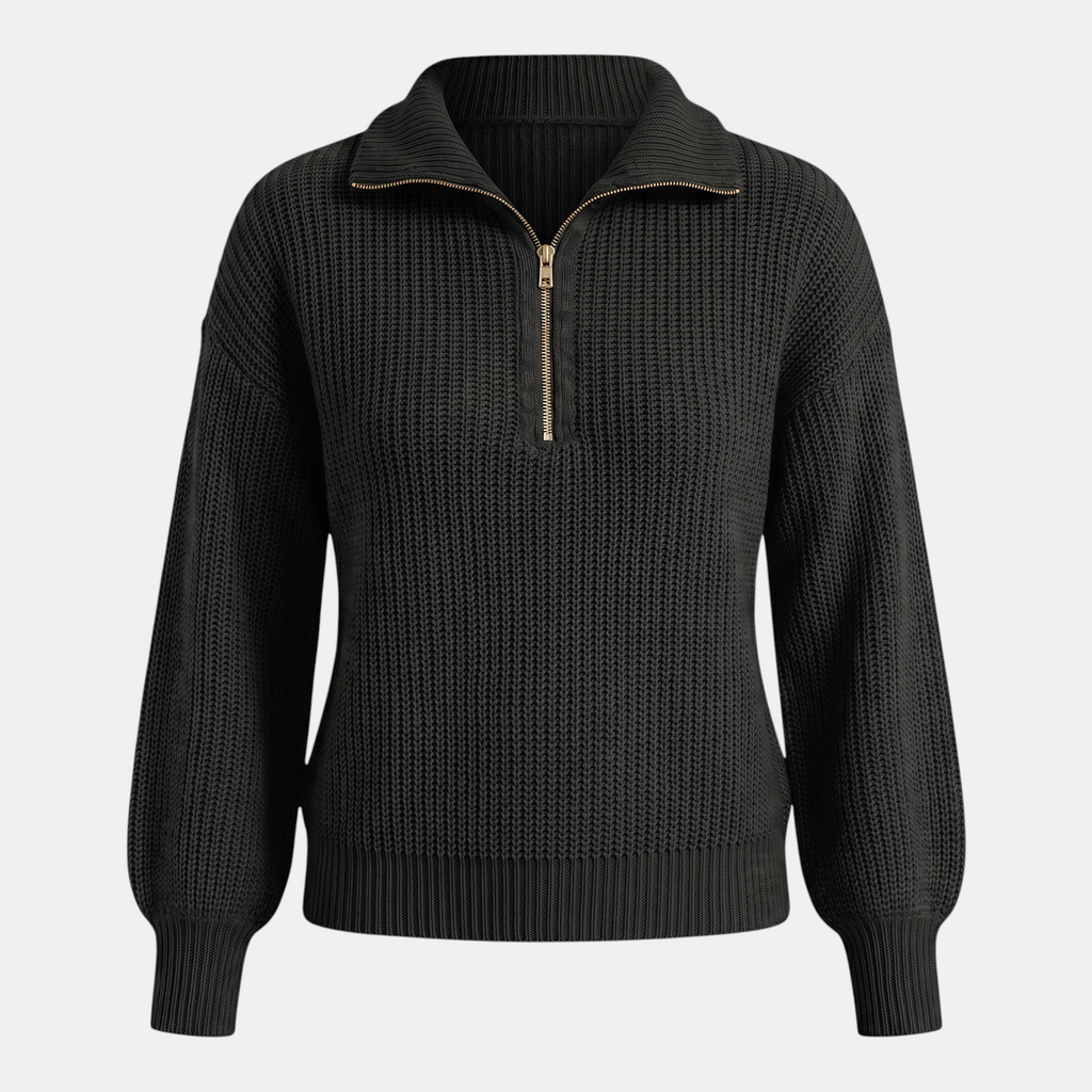 Valeniri | Women's Quarter Zip Knit Sweater Loose Fit Long Sleeve