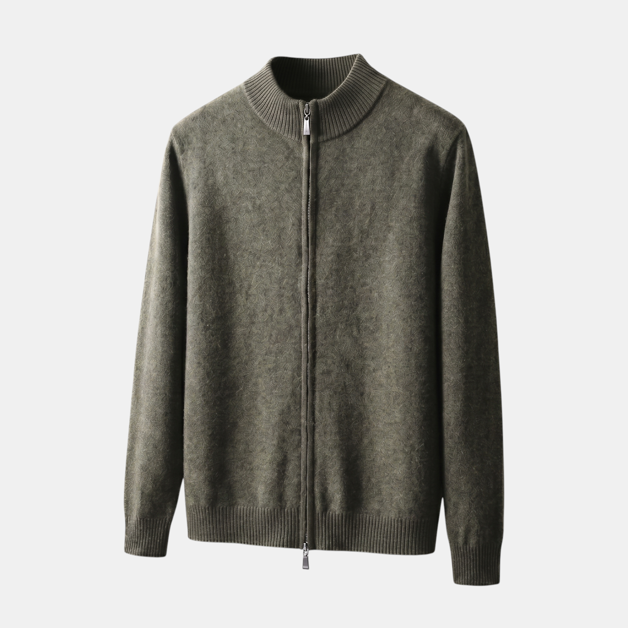 Valeniri | Men's Cashmere Wool Cardigan Thick Knit Zip-Up Stand Collar