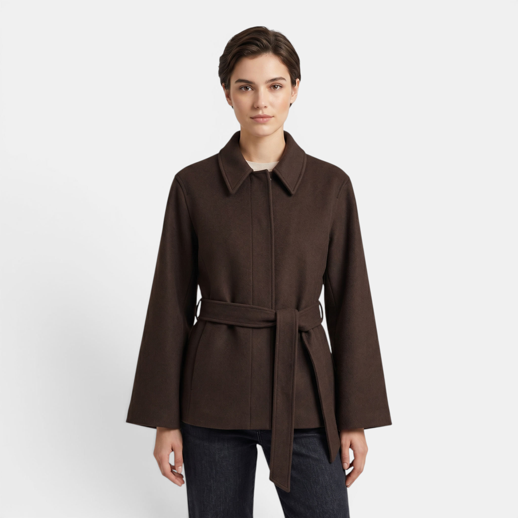 Valeniri | Women's Wool Blazer – Classic Tailored Belted Coat