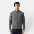 Valeniri | Men's Cashmere Wool Cardigan Thick Knit Zip-Up Stand Collar
