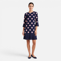 Valeniri | Women's Pleated Polka Dot Dress Short Sleeve Elegant Midi Dress