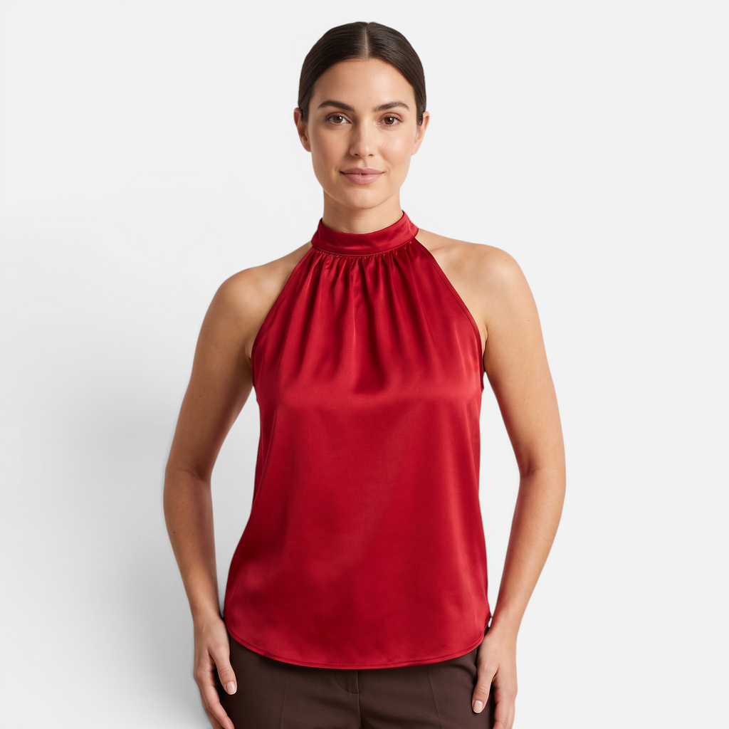 Valeniri | Women's Satin Halter Top Sleeveless Elegant Blouse