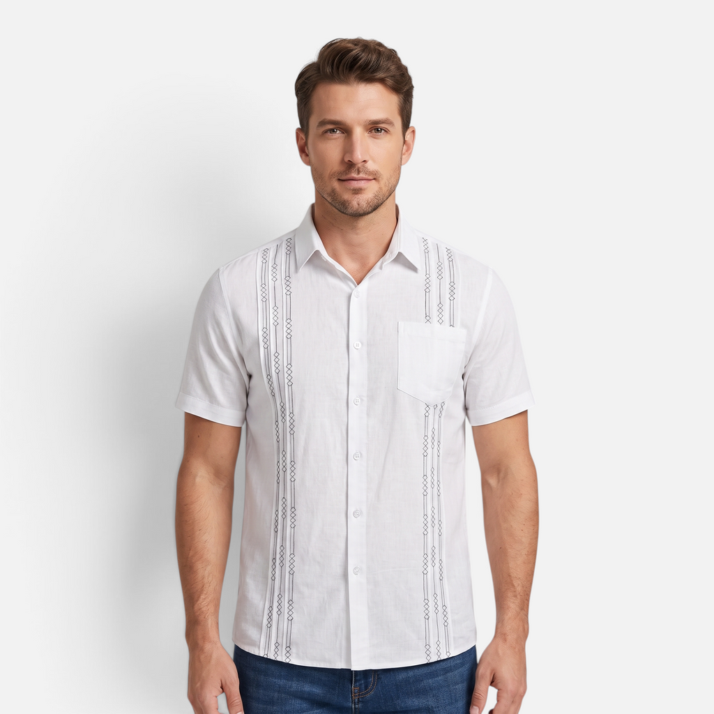 Valeniri | Men's Cuban Collar Shirt Lightweight Relaxed Fit Button-Up