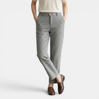 Valeniri | Women's Herringbone Wool Trousers Classic Straight Leg Pants