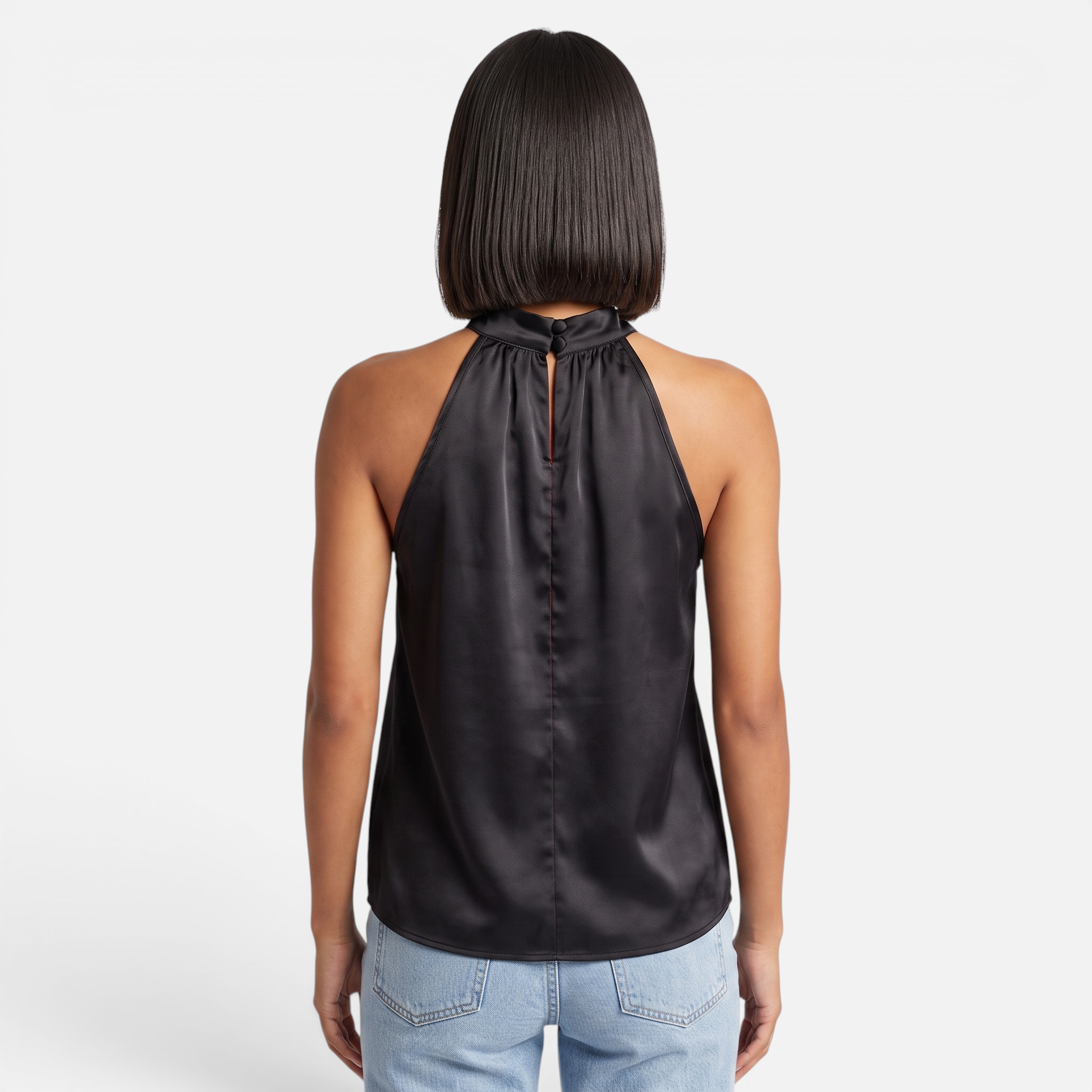 Valeniri | Women's Satin Halter Top Sleeveless Elegant Blouse