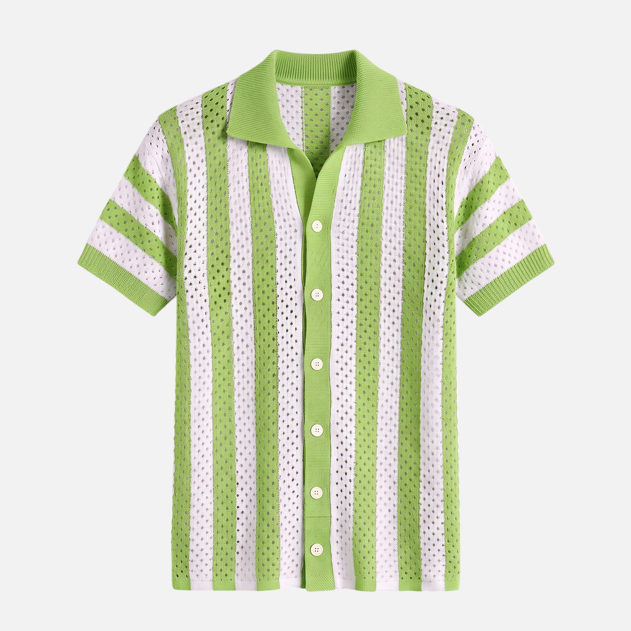 Valeniri | Men's Crochet Polo Shirt – Striped Short Sleeve