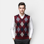 Valeniri | Men's Wool Sweater Vest V-Neck Knit Warm Classic Fit