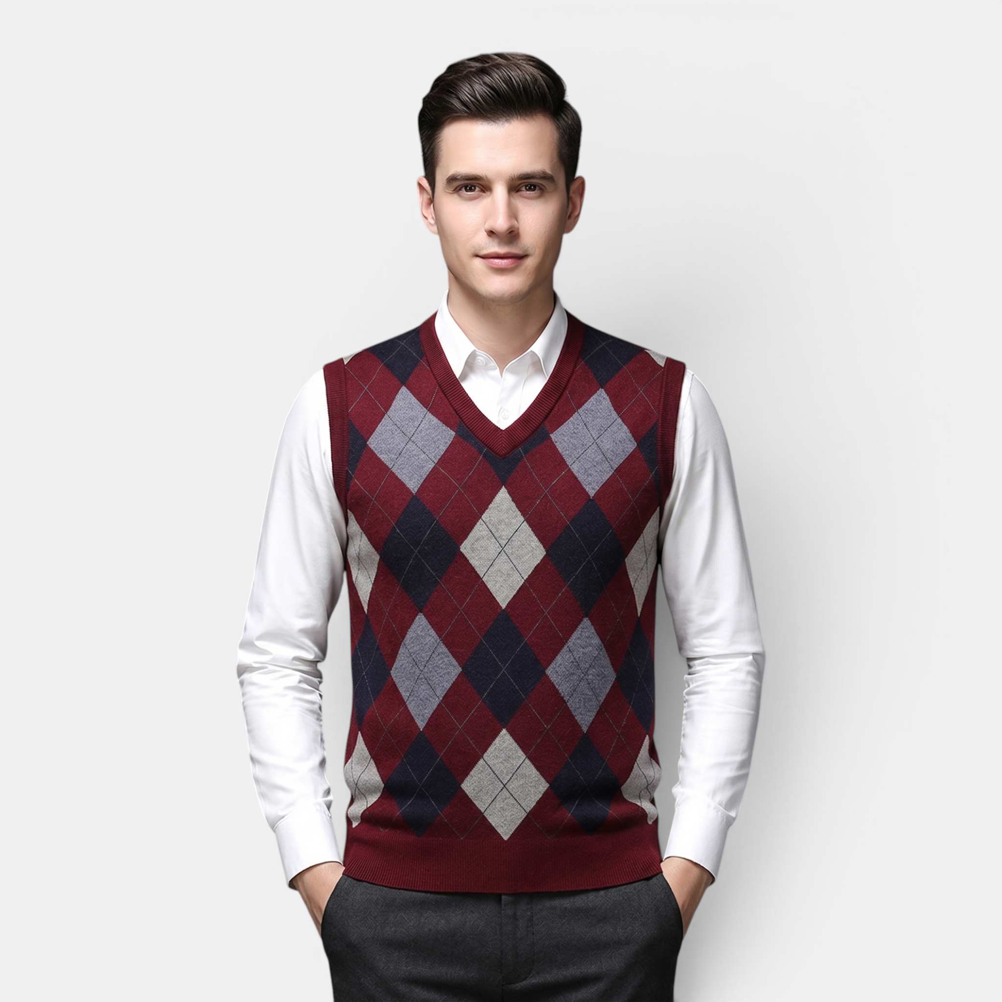 Valeniri | Men's Wool Sweater Vest V-Neck Knit Warm Classic Fit
