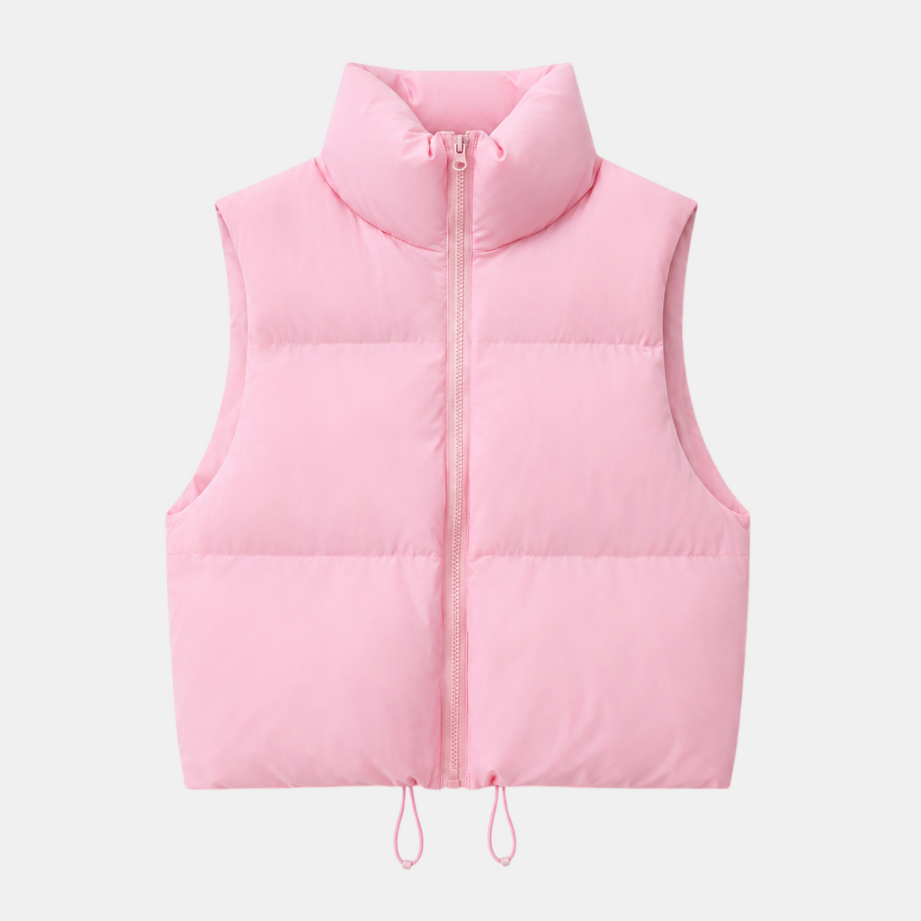 Women's Cotton Puffer Vest Warm Zip-Up Sleeveless Outerwear