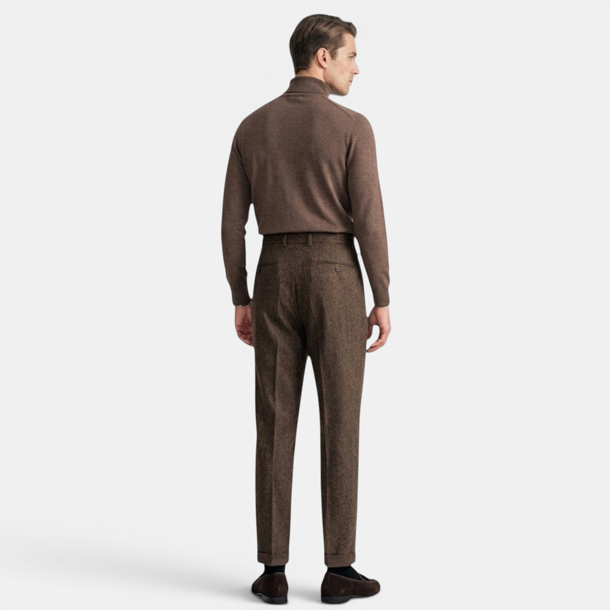 Valeniri | Men’s Winter Wool Pants Herringbone Classic Fit Formal Trousers