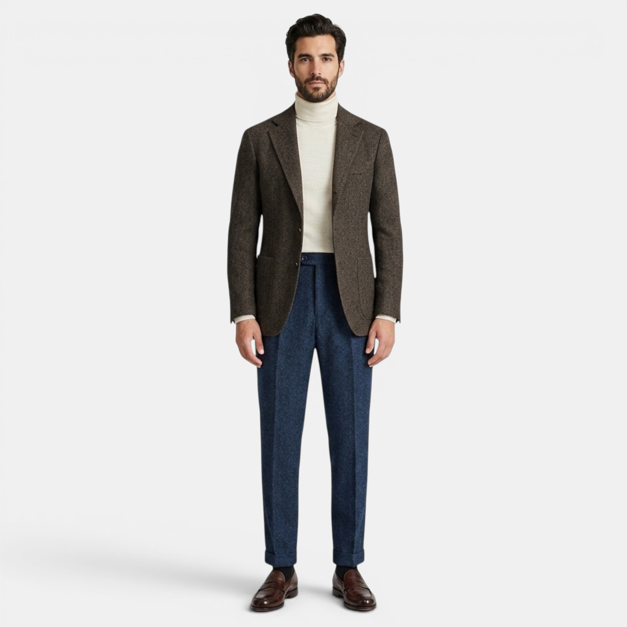 Valeniri | Men’s Winter Wool Pants Herringbone Classic Fit Formal Trousers