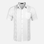Valeniri | Men's Cuban Collar Shirt Lightweight Relaxed Fit Button-Up