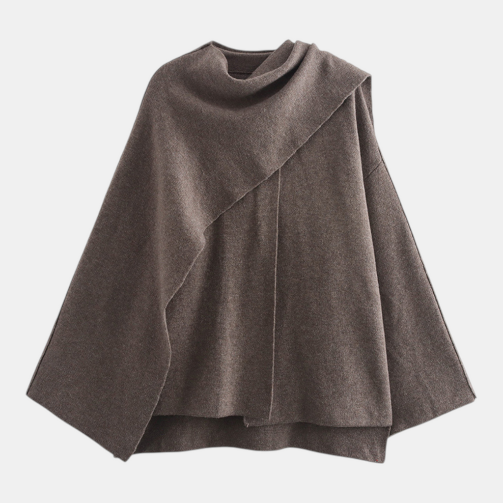 Valeniri | Women's Knit Coat with Built-In Scarf Classic Cardigan Style