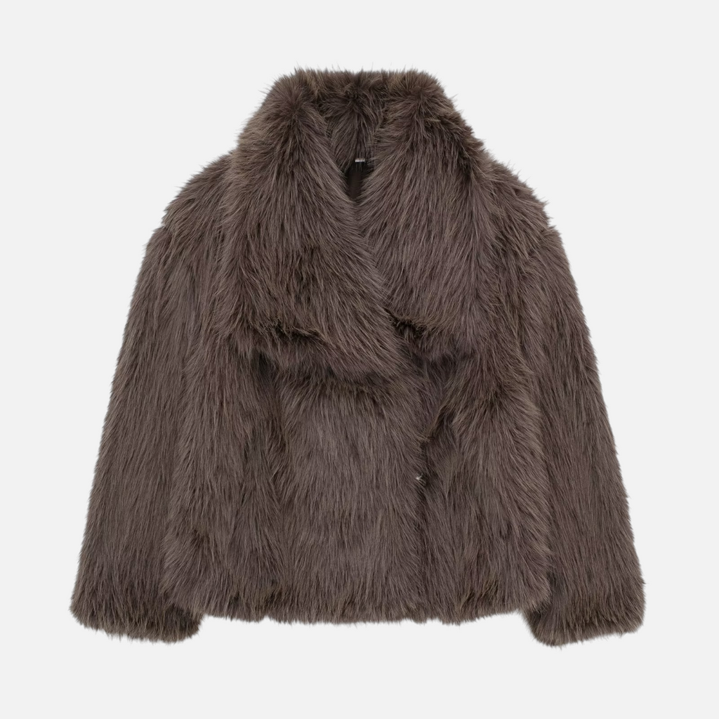 Valeniri | Women's Faux Fur Jacket – Plush Long Sleeve Short Coat