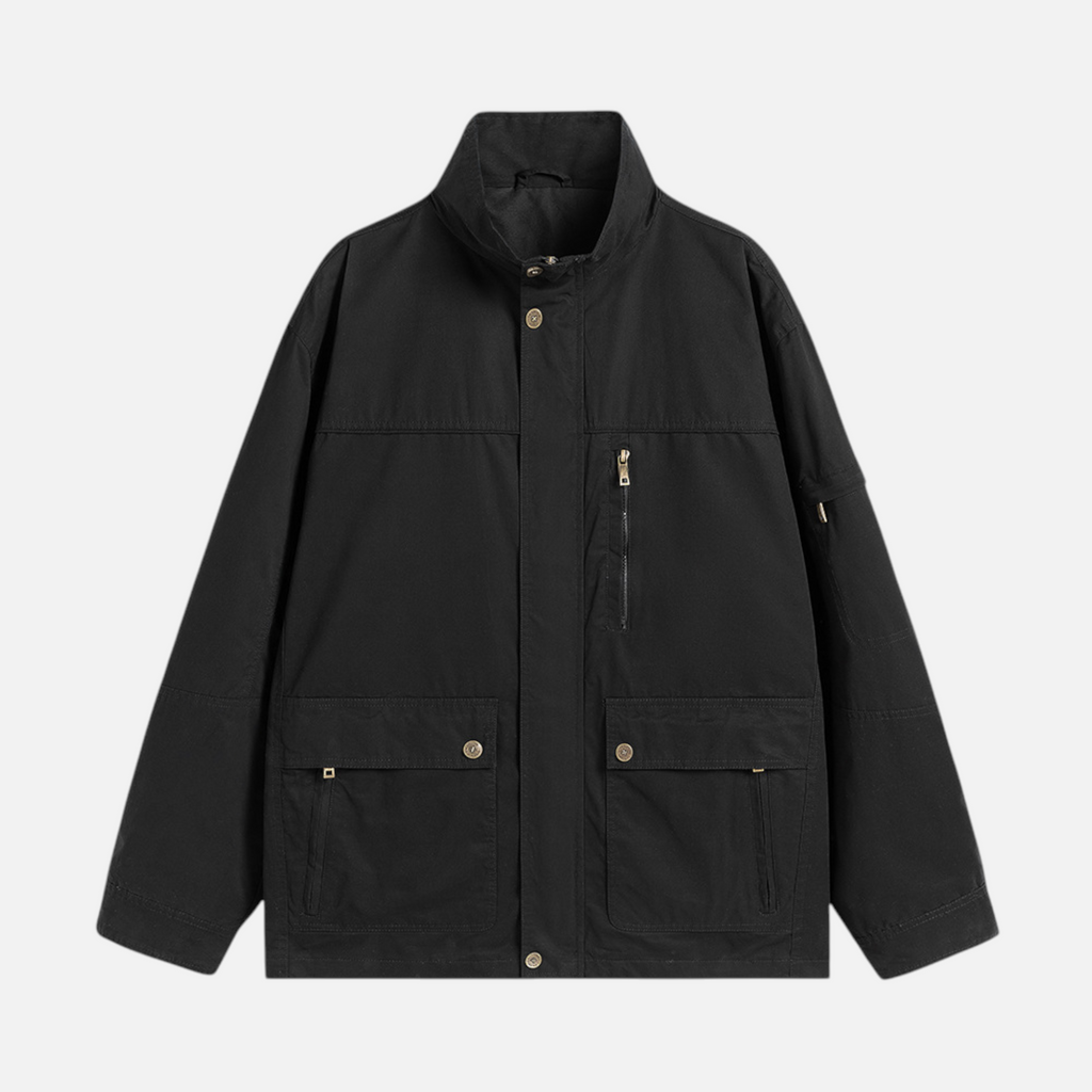 Valeniri | Men’s Utility Field Jacket – Multi-Pocket Stand Collar Coat
