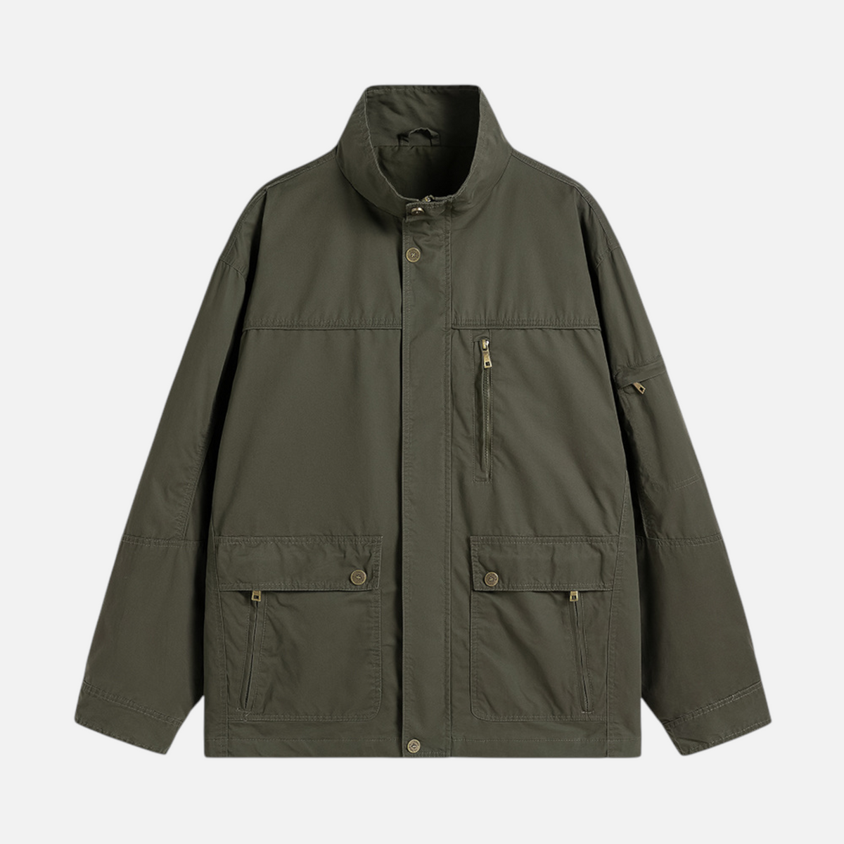 Valeniri | Men’s Utility Field Jacket – Multi-Pocket Stand Collar Coat
