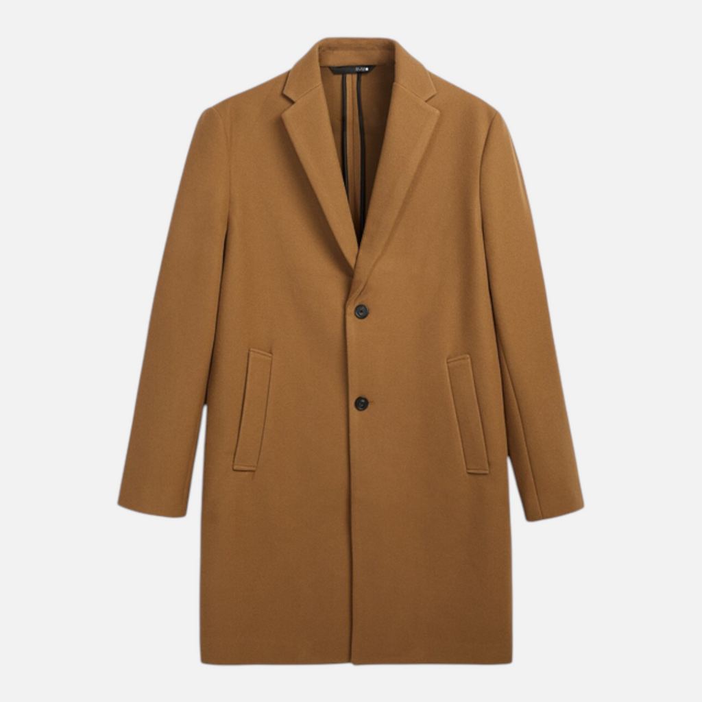 Valeniri | Men’s Long Overcoat – Single-Breasted Notch Lapel