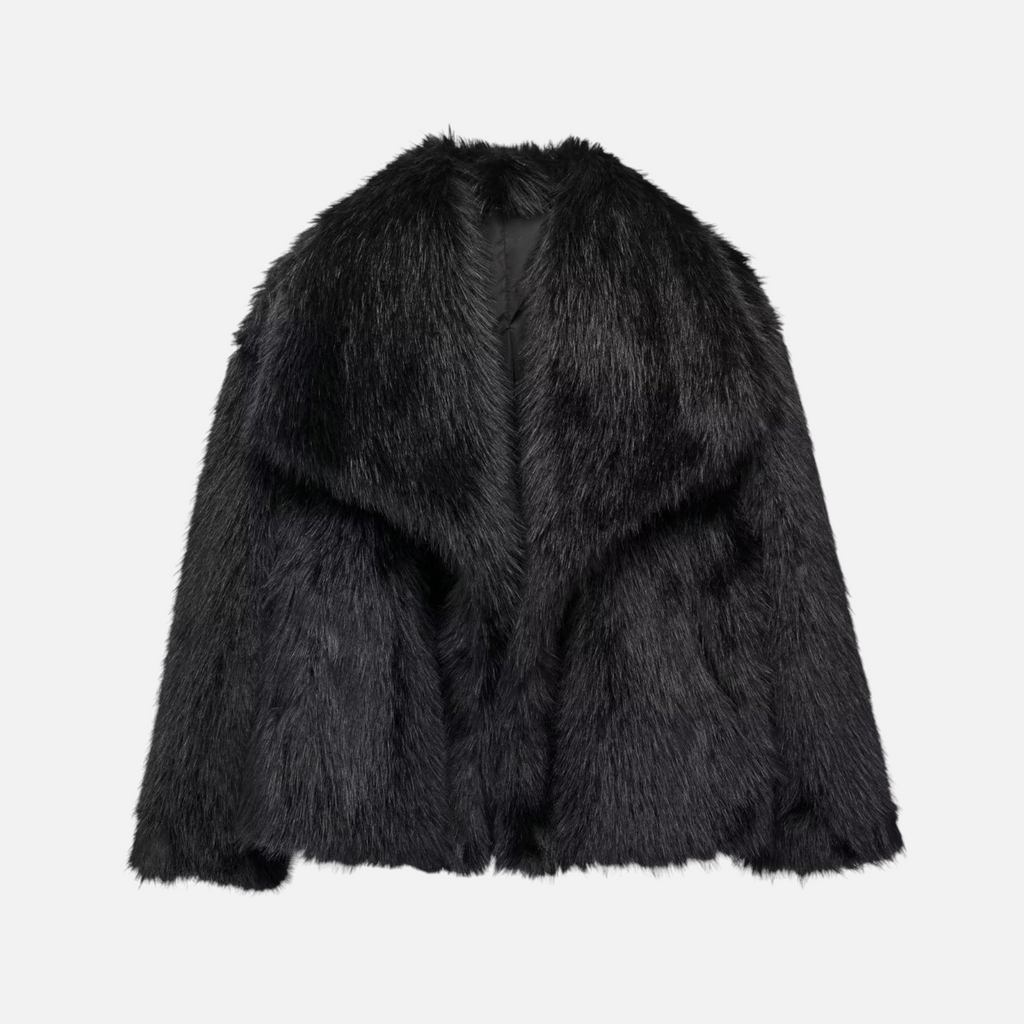 Valeniri | Women's Faux Fur Jacket – Plush Long Sleeve Short Coat
