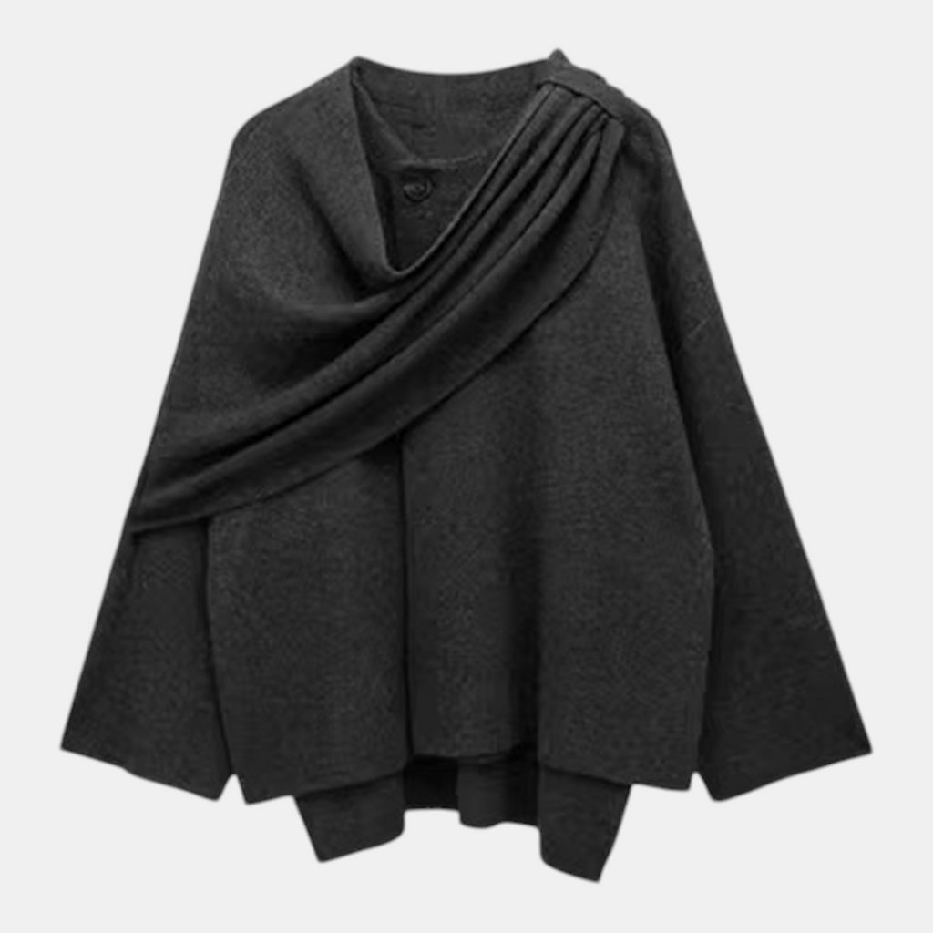 Valeniri | Women's Knit Coat with Built-In Scarf Classic Cardigan Style