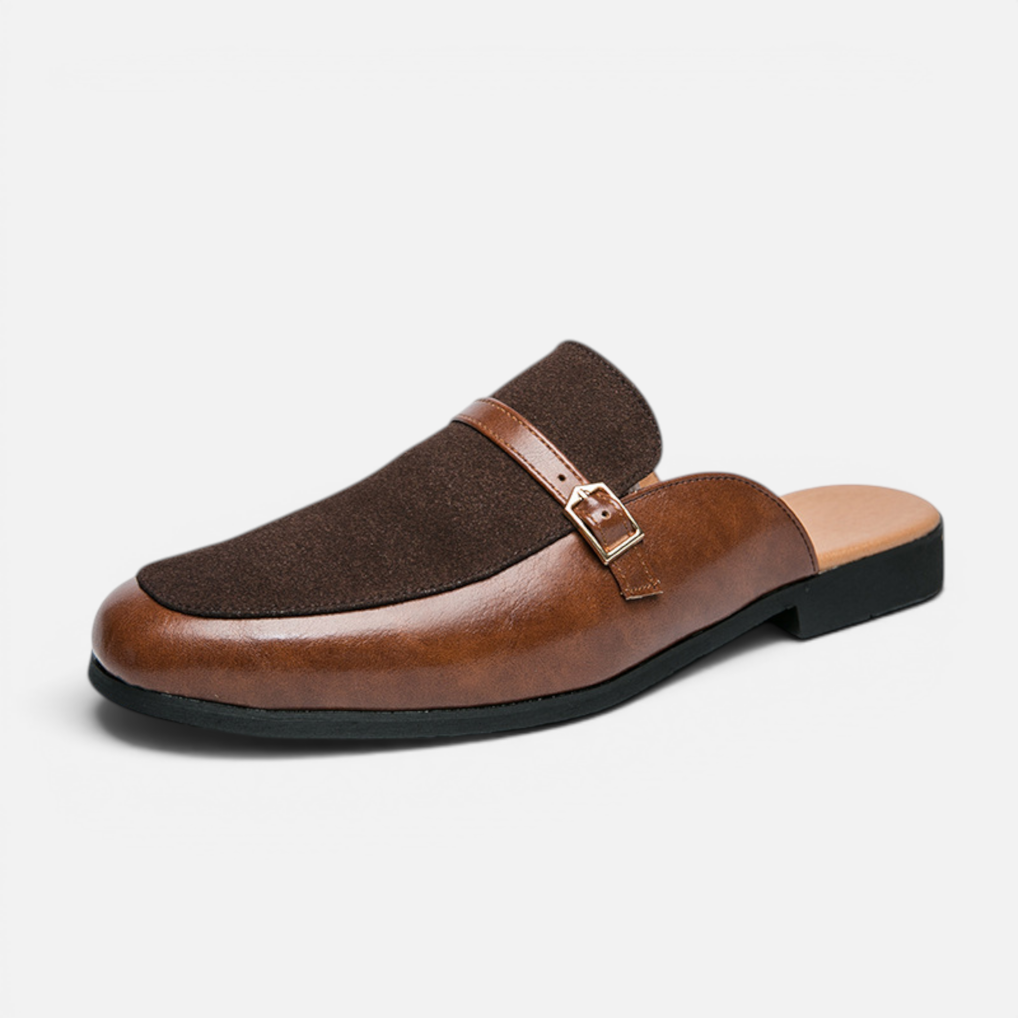 Valeniri | Men's Leather Backless Loafers – Classic Slip-On Mule Shoes