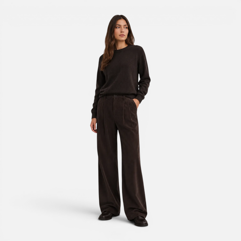 Valeniri | Women's Corduroy Trousers Relaxed Fit Wide Leg Casual Pants