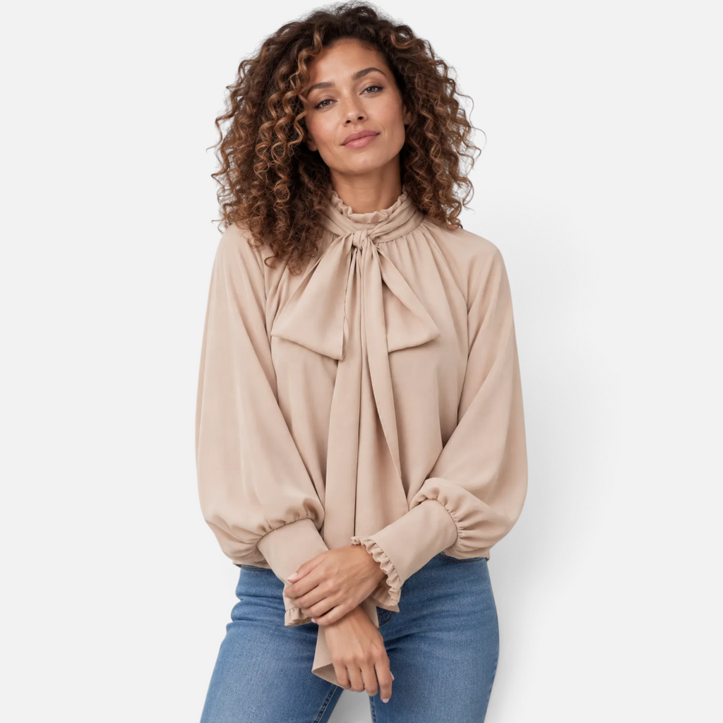 Valeniri | Women’s Pussy Bow Blouse – Tie-Neck Long Sleeve Top