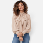 Valeniri | Women’s Pussy Bow Blouse – Tie-Neck Long Sleeve Top