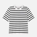Valeniri | Women's Cotton Striped Crew Neck T-Shirt Loose Fit Short Sleeve
